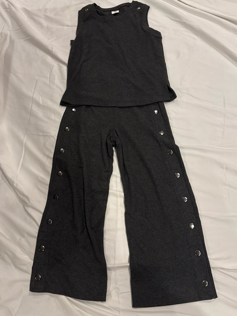 CAbi Black Two-Piece Snap-Trim Tank & Wide-Leg Pants